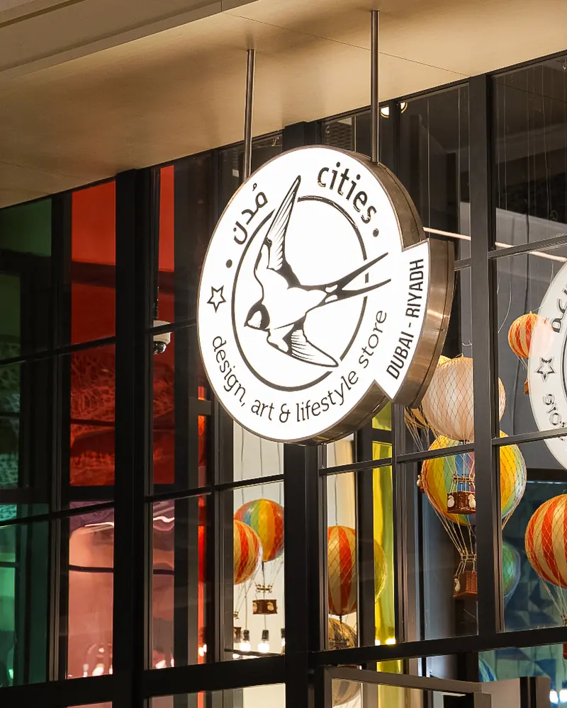 The Cities design, art and lifestyle store sign