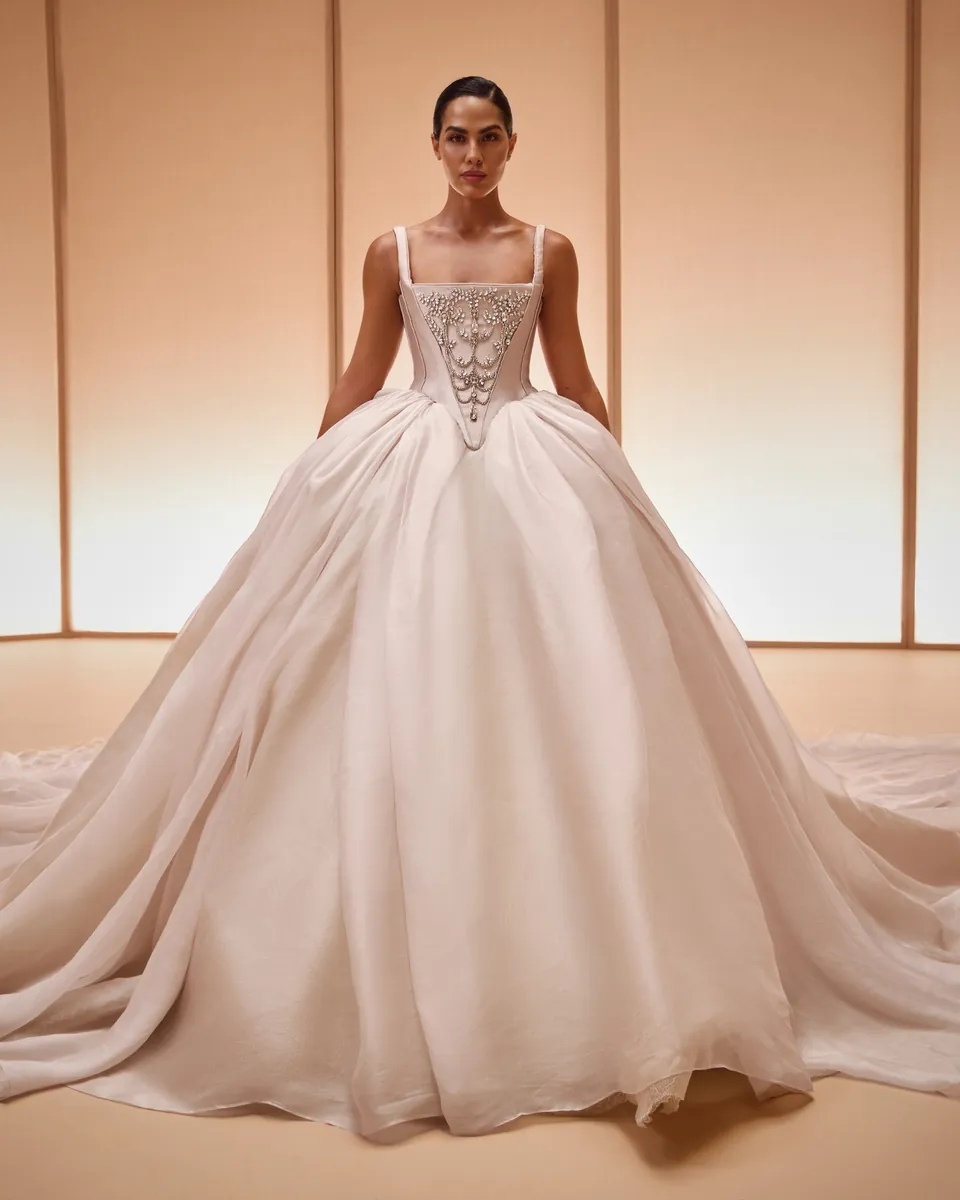 Elio Abou Fayssal couture ball gown with an embroidered corset bodice