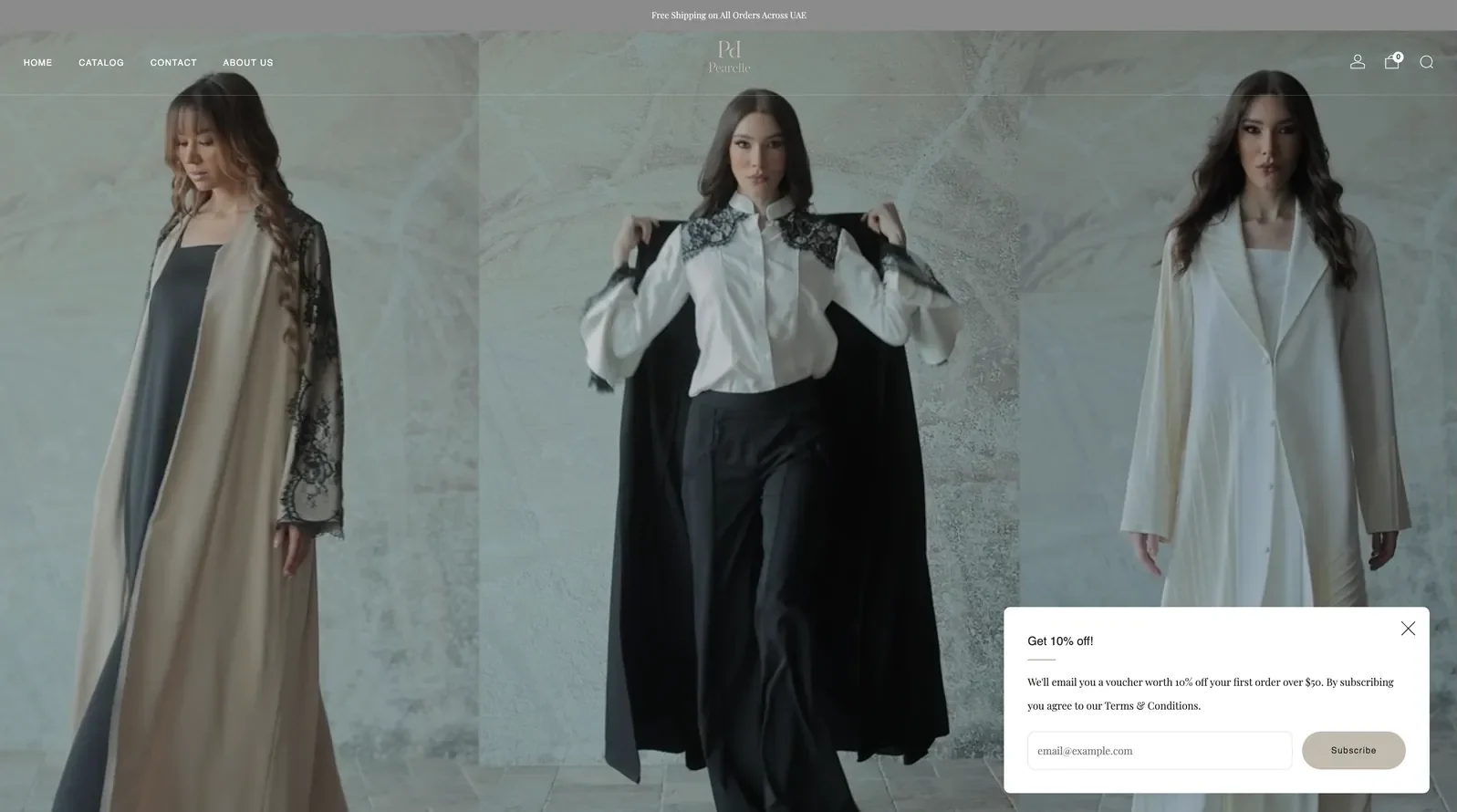 Pearelle website collection page
