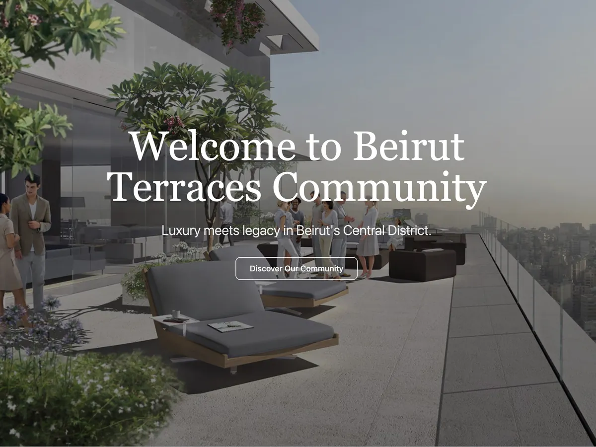 Beirut Terraces website homepage: Welcome to Beirut Terraces Community