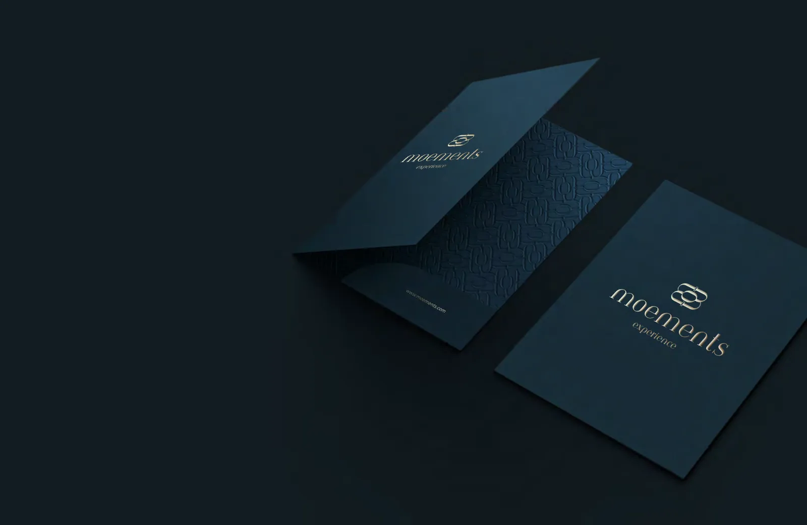 Moements folder option 1 in azure teal with an embossed pattern
