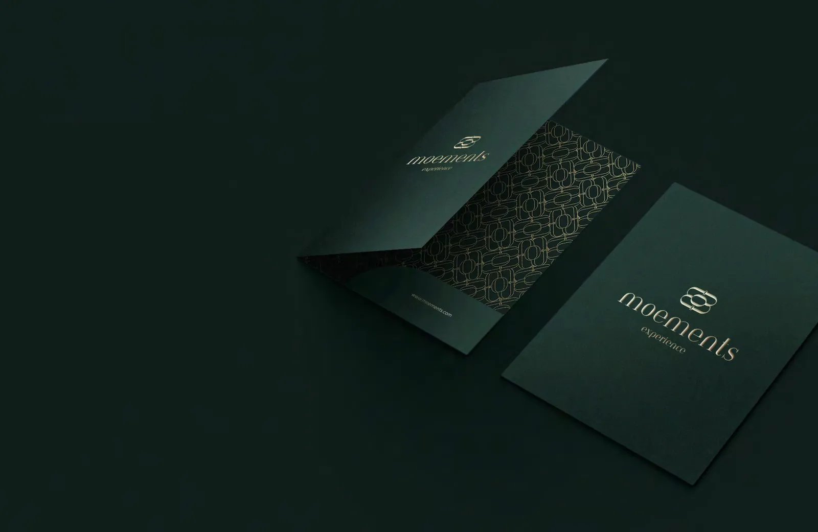 Moements folder option 2 in twilight teal with the gold foil pattern