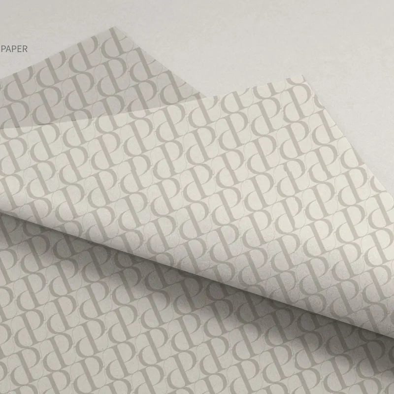 Pearelle wrapping paper printed with the Pd brand pattern